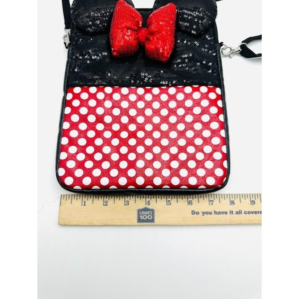 Disney Minnie Mouse Crossbody Bag Red Polka Dot Sequin Bow Girls Purse Cute - Picture 4 of 11